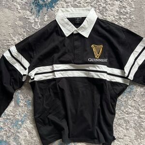 Guinness Black and White Polo with Gold Logo